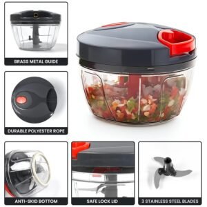 2-in-1 Handy Chopper with Steel Blades-450ml (Black)