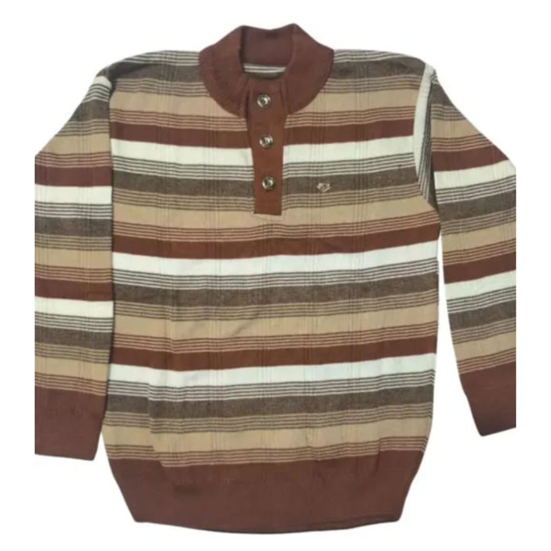 Men's Wool Blend Striped High Neck Winter Sweater