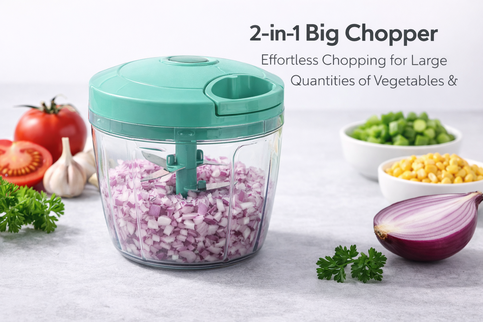 2 in 1 Jumbo Veg. Chopper, 5 Steel Blades 900ml